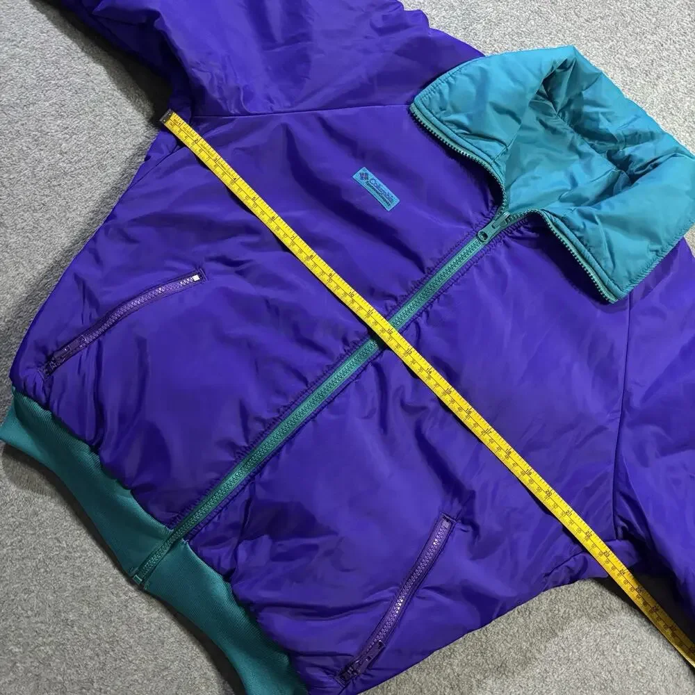Vtg 90s Columbia Reversible Puffer Jacket Women’s Medium Purple Teal Ski Bomber